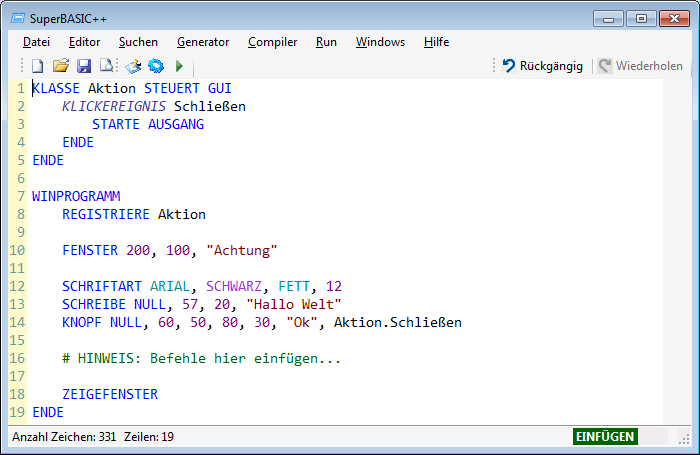 Screenshot SuperBASIC++ IDE